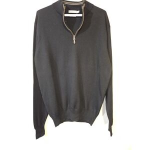 Peter Millar Sweater Mens Large Black Long Sleeve Silk Merino Wool Pullover